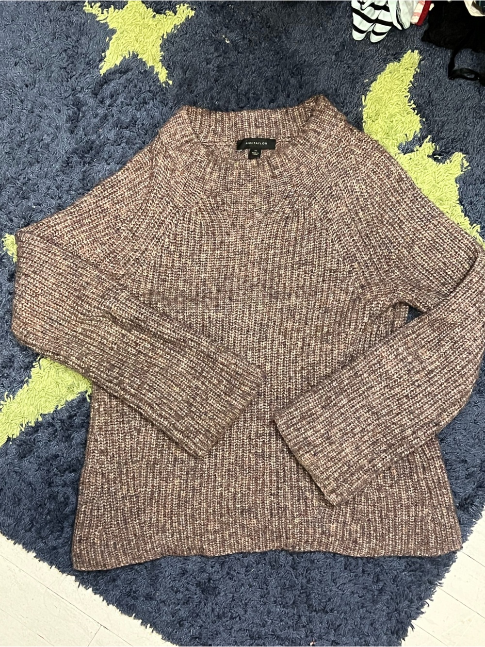 Ann Taylor Brown Marled Crewneck Sweater